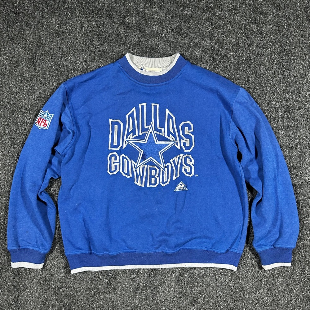 Apex One Dallas Cowboys Sweatshirt Mens L Blue Good Vintage 90s NFL Logo
